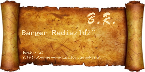Barger Radiszló névjegykártya